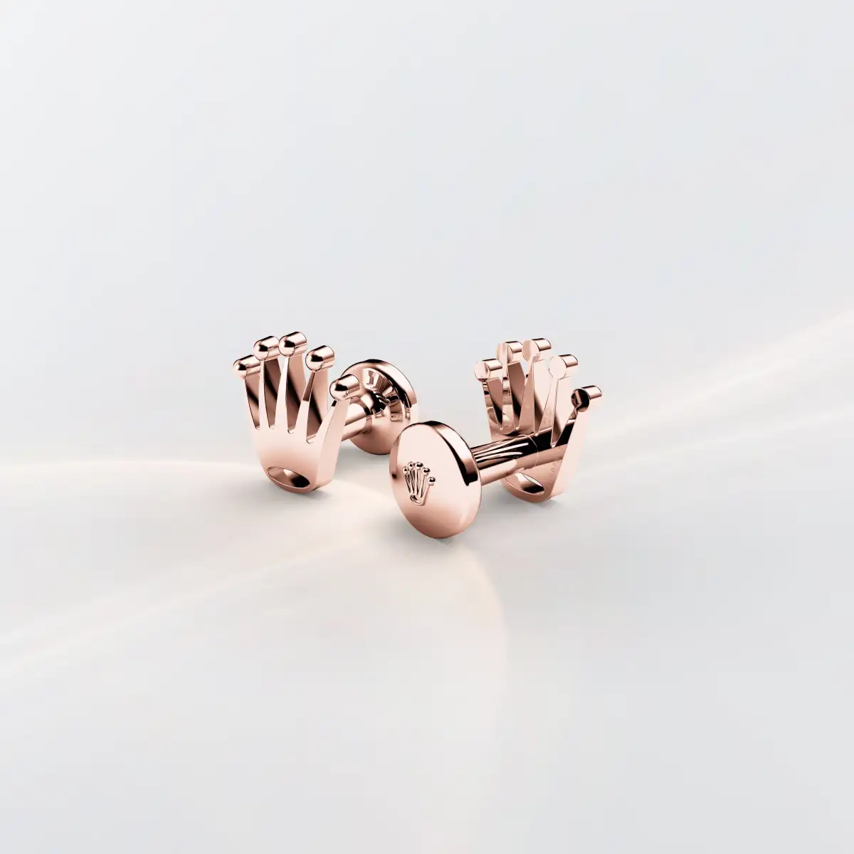 Rolex ‘Crown’ cufflinks in Everose gold, a1015 at Precision Watch