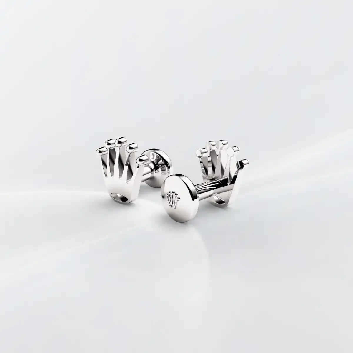 Rolex ‘Crown’ cufflinks in White gold, a1019 at Precision Watch