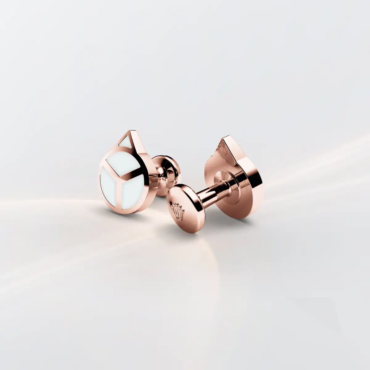 Rolex ‘Hand’ cufflinks in Everose gold and luminescent material, a1025 at Precision Watch