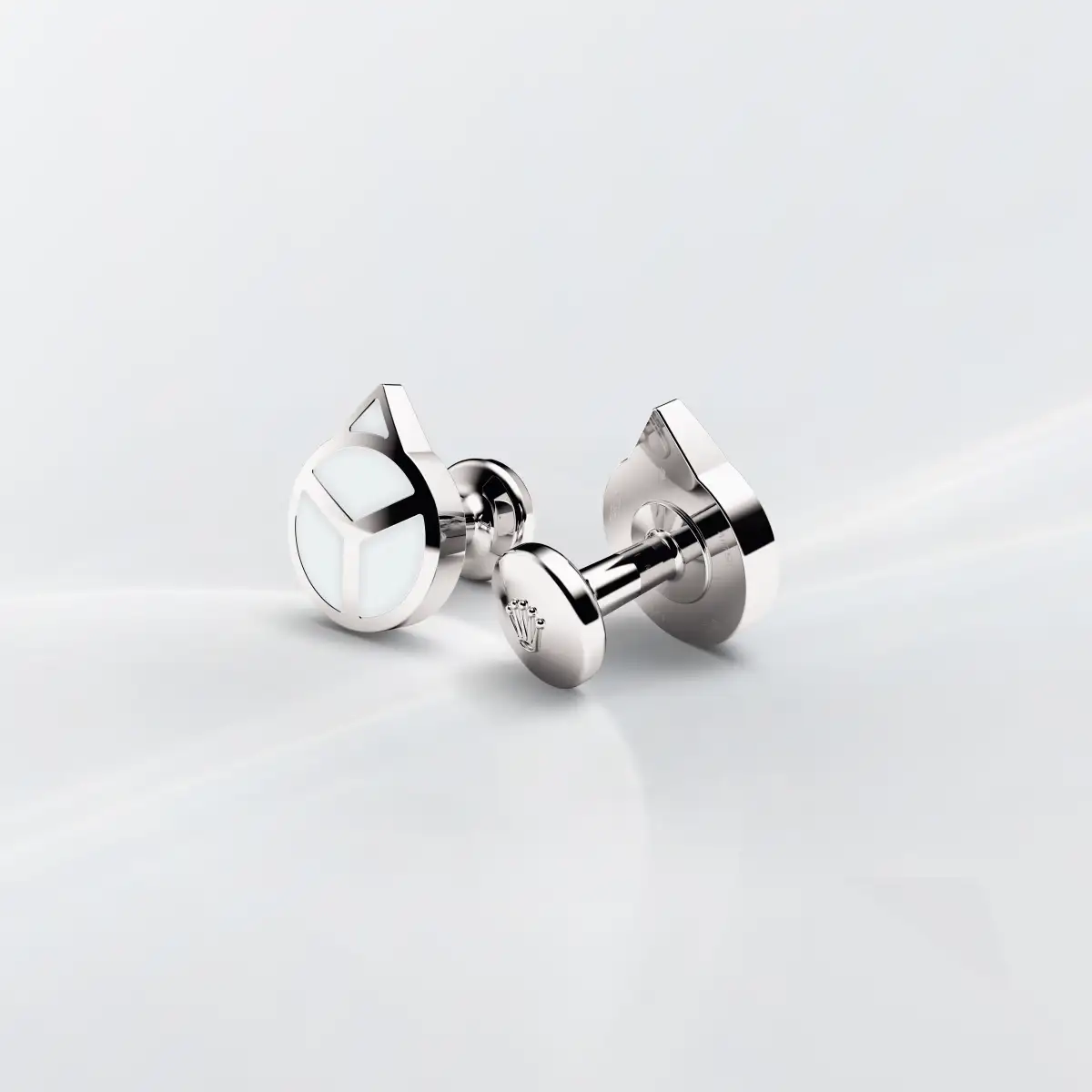 Rolex ‘Hand’ cufflinks in White gold and luminescent material, a1029 at Precision Watch