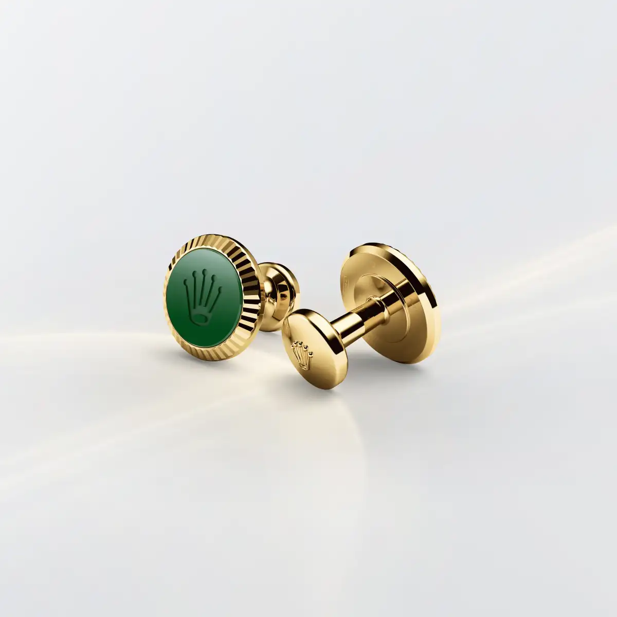 Rolex ‘Fluted’ cufflinks in Yellow gold and ceramic, a1038 at Precision Watch
