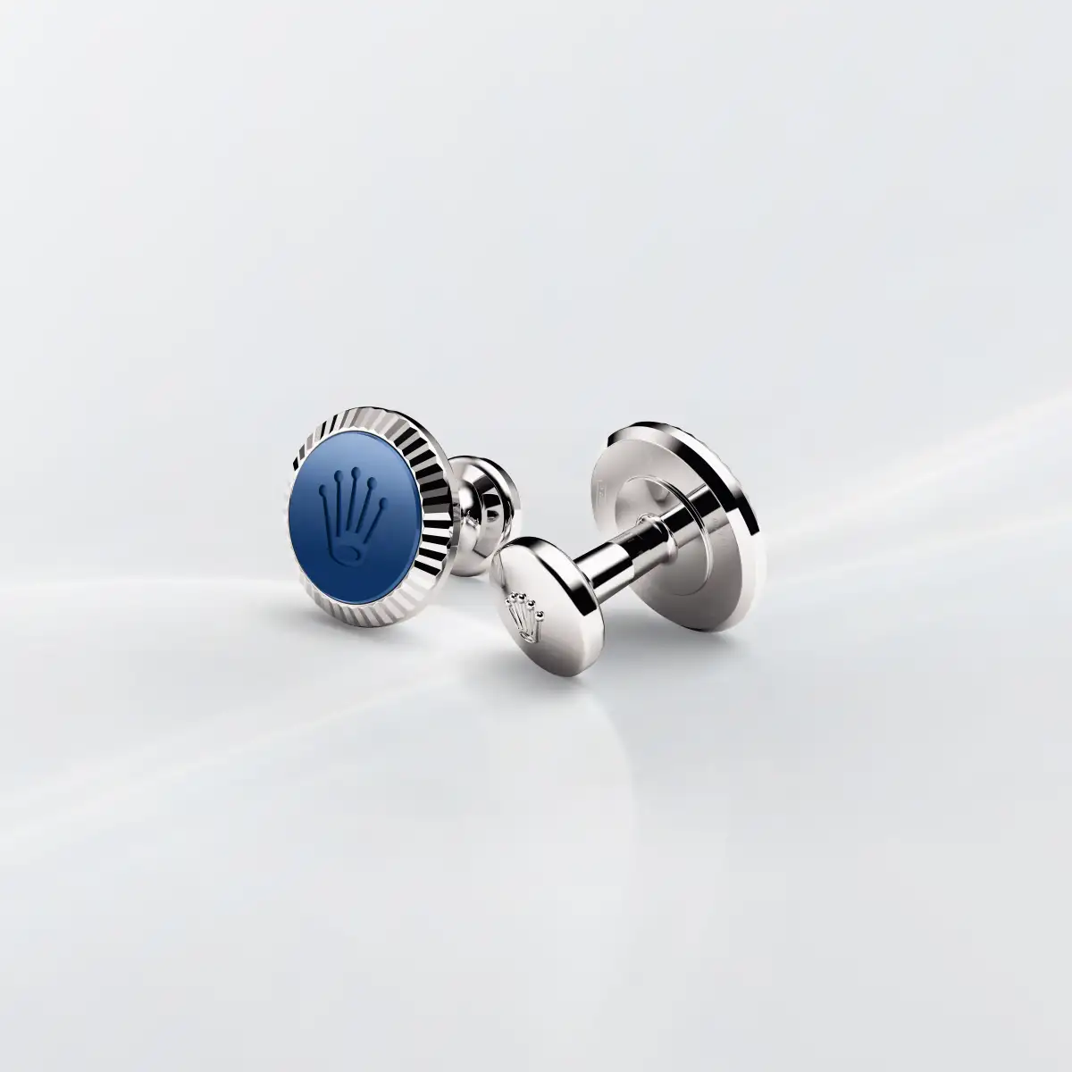 Rolex ‘Fluted’ cufflinks in White gold and ceramic, a1039 at Precision Watch